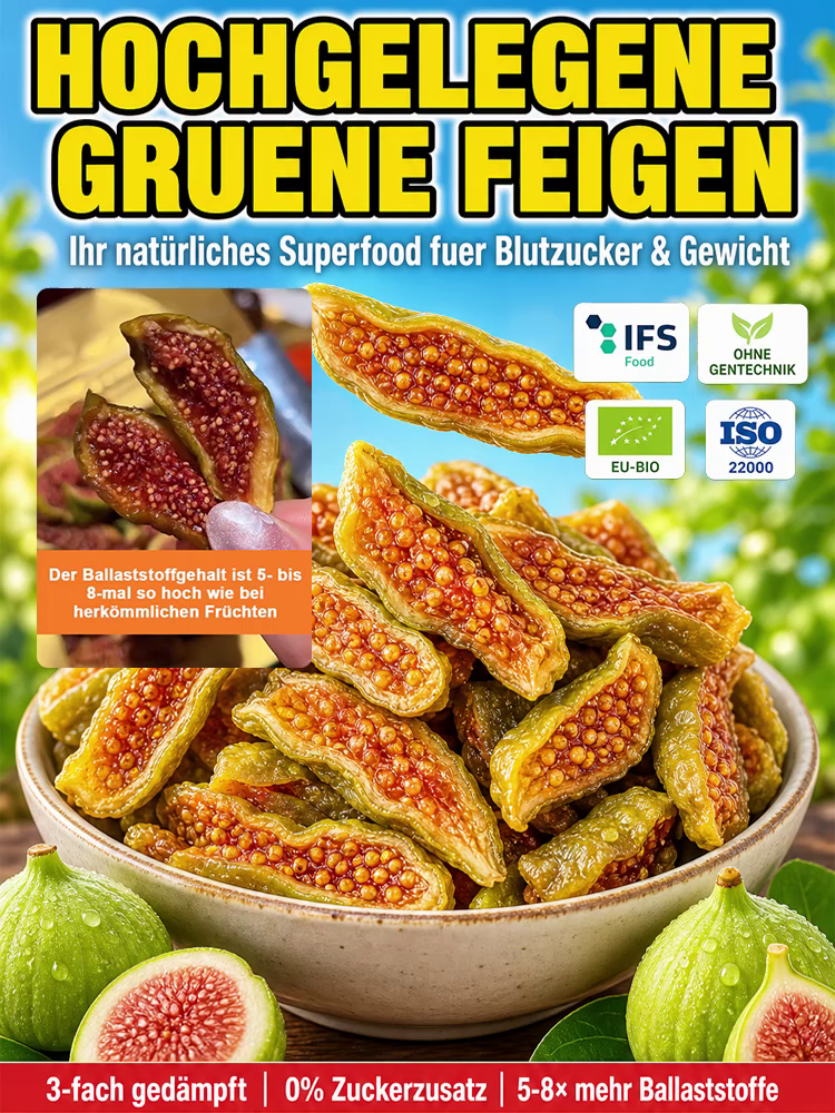 Hochgelegene Grüne Bio-Feigen 100% Natur — 0% Zuckerzusatz & Ungeschwefelt — Räumungsverkauf: Bis zu 6 Stück im Sparpaket!