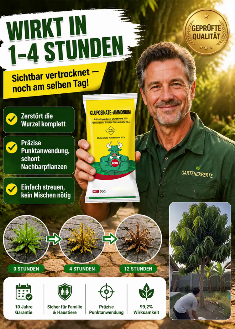 Professionelles Unkrautgranulat (50g) – 99,2% Wirksamkeit mit Tiefenwirkung bis zur Wurzelspitze – Geprüfte Qualität gegen Bambus, Brennnessel & Brombeeren – Direkt gebrauchsfähig ohne Mischen – Sonderaktion solange der Vorrat