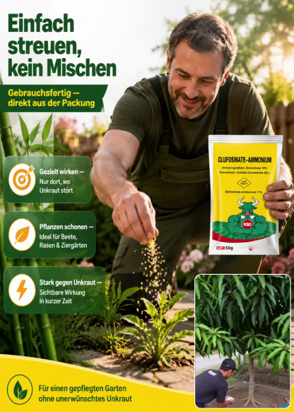 Professionelles Unkrautgranulat (50g) – 99,2% Wirksamkeit mit Tiefenwirkung bis zur Wurzelspitze – Geprüfte Qualität gegen Bambus, Brennnessel & Brombeeren – Direkt gebrauchsfähig ohne Mischen – Sonderaktion solange der Vorrat