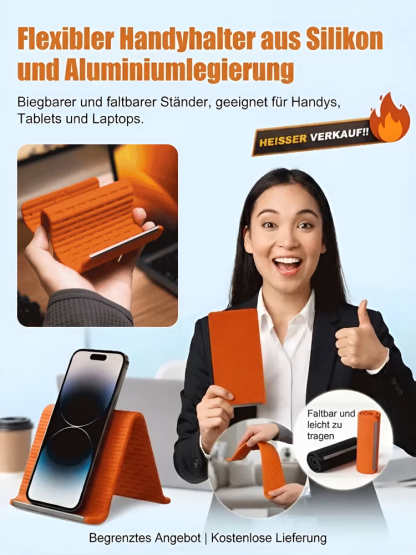 [Ein Ständer für alles!] 🛡️ Flexibler Silikon-Ständer für Handy, Tablet & Laptop | Aluminiumlegierung, Stufenlos Biegbar & Gegen Nackenschmerzen im Home-Office 💻