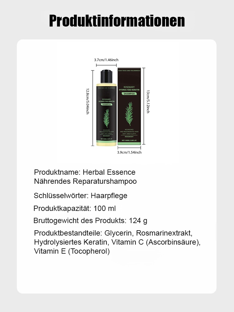 🇩🇪 Von deutschen Forschungsinstituten entwickelt – je dünner das Haar, desto besser die Wirkung🌱 Rosmarin & hydrolysiertes Keratin – revitalisiert die Follikel, verdickt das Haar🛡️ Speziell für dünner werdendes Haar – nährt und repariert in einem Schr