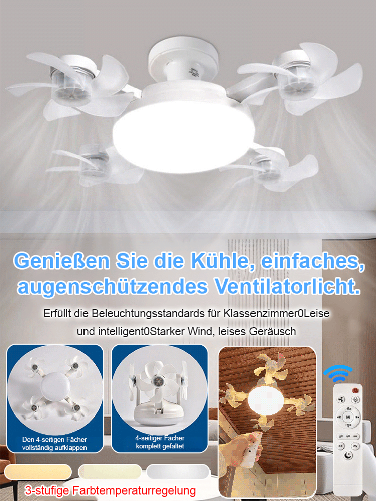 Intelligenter 118cm Deckenventilator mit Vollspektrum-Licht (Ra95) | 28dB Extrem Leise & 48% Blaulichtfilter | Begrenzter Restbestand 🔬