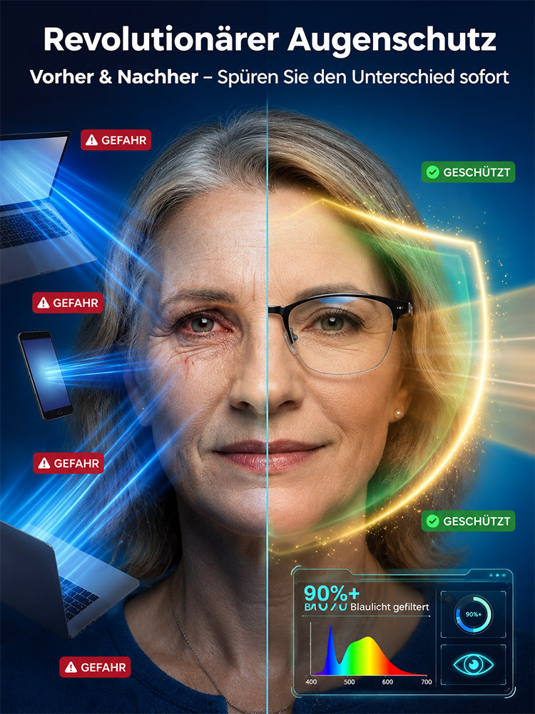 🔥 Deutsche Optik-Technologie Multifokal-Brille | Fern, Mittel & Nah in einer Linse | Kratzfest, Ultraleicht & CE-Zertifiziert für PC & Lesen 📖