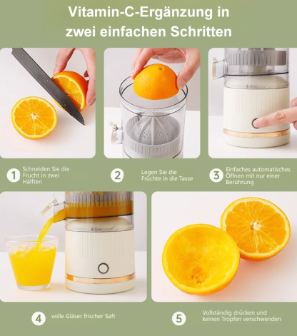 [Labor-Geprüft] 🍹 Kabellose Elektrische 2-in-1 Saftpresse & Zitruspresse | 95% Saftausbeute, Automatische Fruchtfleisch-Trennung & Mühelose Reinigung 🍊