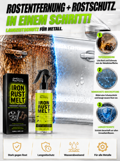 Iron Rust Melt 100ml – Rostentferner Ohne Schleifen – 1-3 Min Violette Reaktion für Auto, Felgen & Metalle