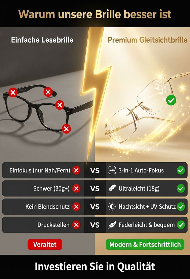 Leichter als eine Feder! Diamantschliff-Aluminium-Magnesium-Rahmen – Schluss mit Druckstellen ☁️Tag- und Nachtschutz: Selbsttönende Gläser mit Nachtsicht-Technologie für perfekte Sicht ☀️Eine Brille für alles! Fern- und Nahsicht ohne Grenzen 👓✨