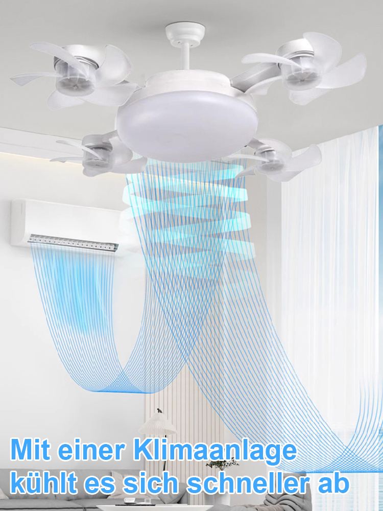 Intelligenter 118cm Deckenventilator mit Vollspektrum-Licht (Ra95) | 28dB Extrem Leise & 48% Blaulichtfilter | Begrenzter Restbestand 🔬