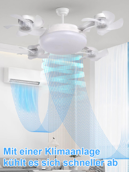 Intelligenter 118cm Deckenventilator mit Vollspektrum-Licht (Ra95) | 28dB Extrem Leise & 48% Blaulichtfilter | Begrenzter Restbestand 🔬