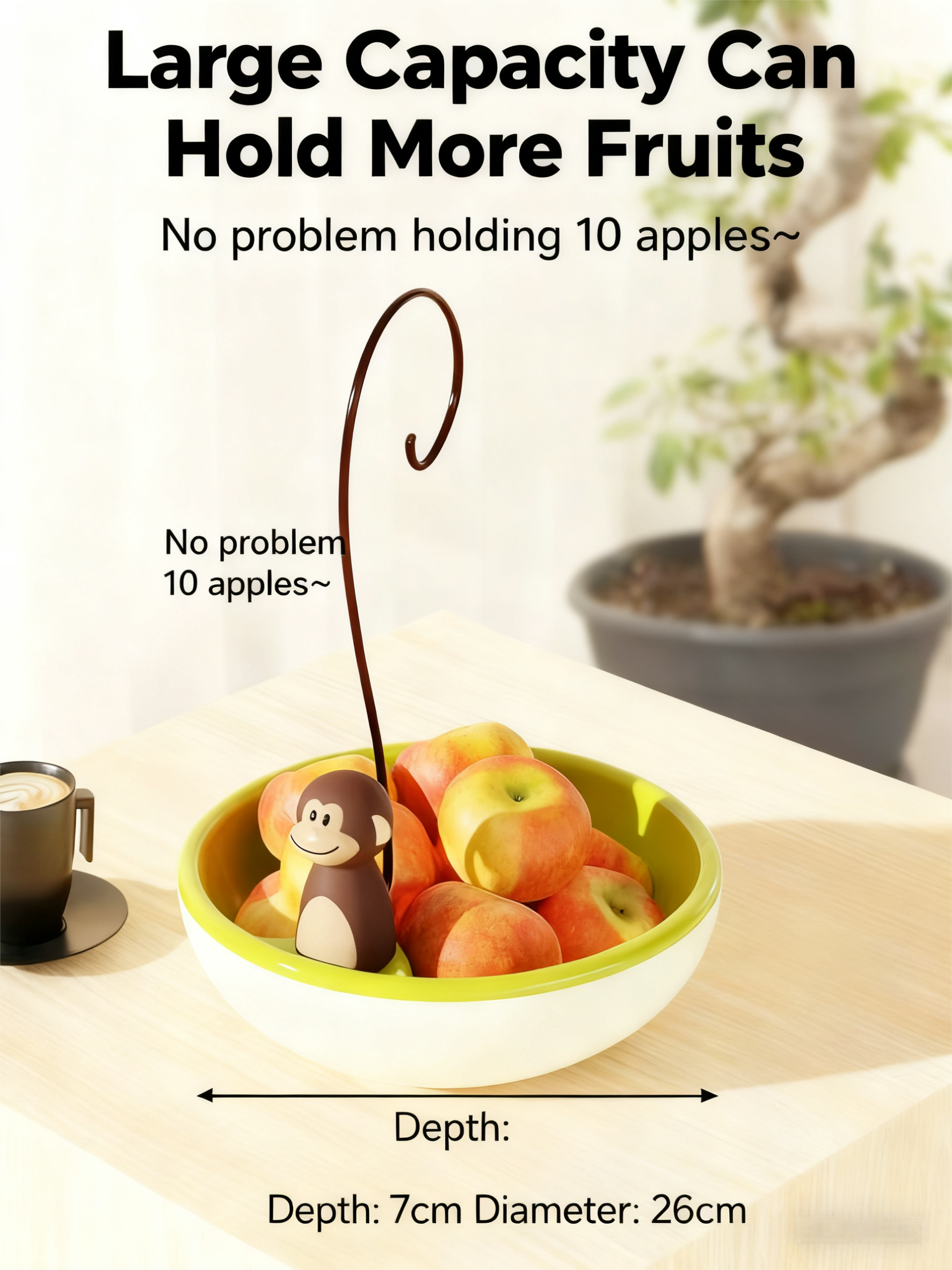 Cute Monkey Fruit Bowl & Banana Hanger - Light Luxury Multi-Purpose Tray for Fruits & Snacks, Suitable for Home Living Room & Coffee Table
