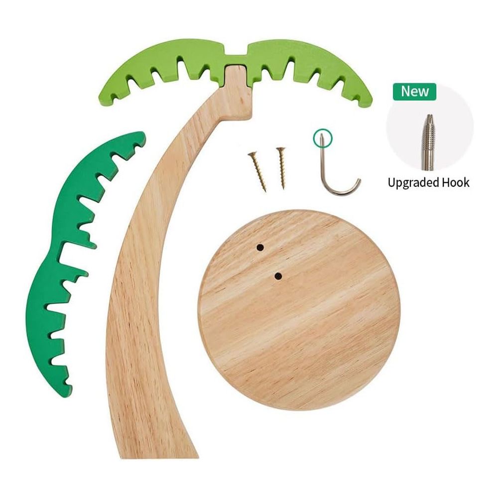 New Style Wooden Banana Hanger - Wall-Mounted Kitchen Organizer with Faux Leaf Decoration, Freestanding Fruit Rack with Hooks