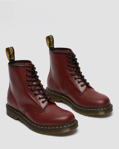 1460 Smooth Leather Lace Up Ankle Boots in Cherry Red
