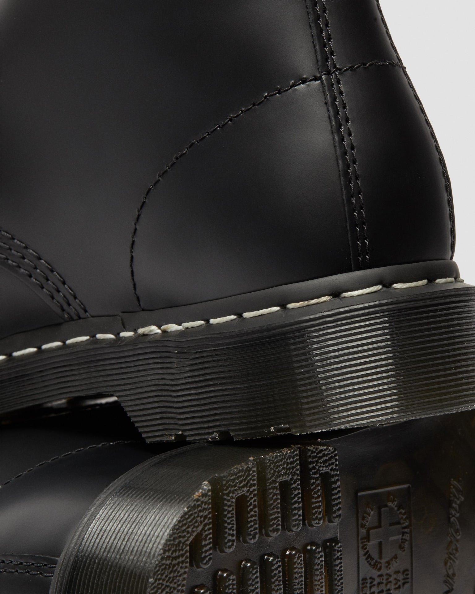 1460 White Stitch Polished Smooth Leather Ankle Boots