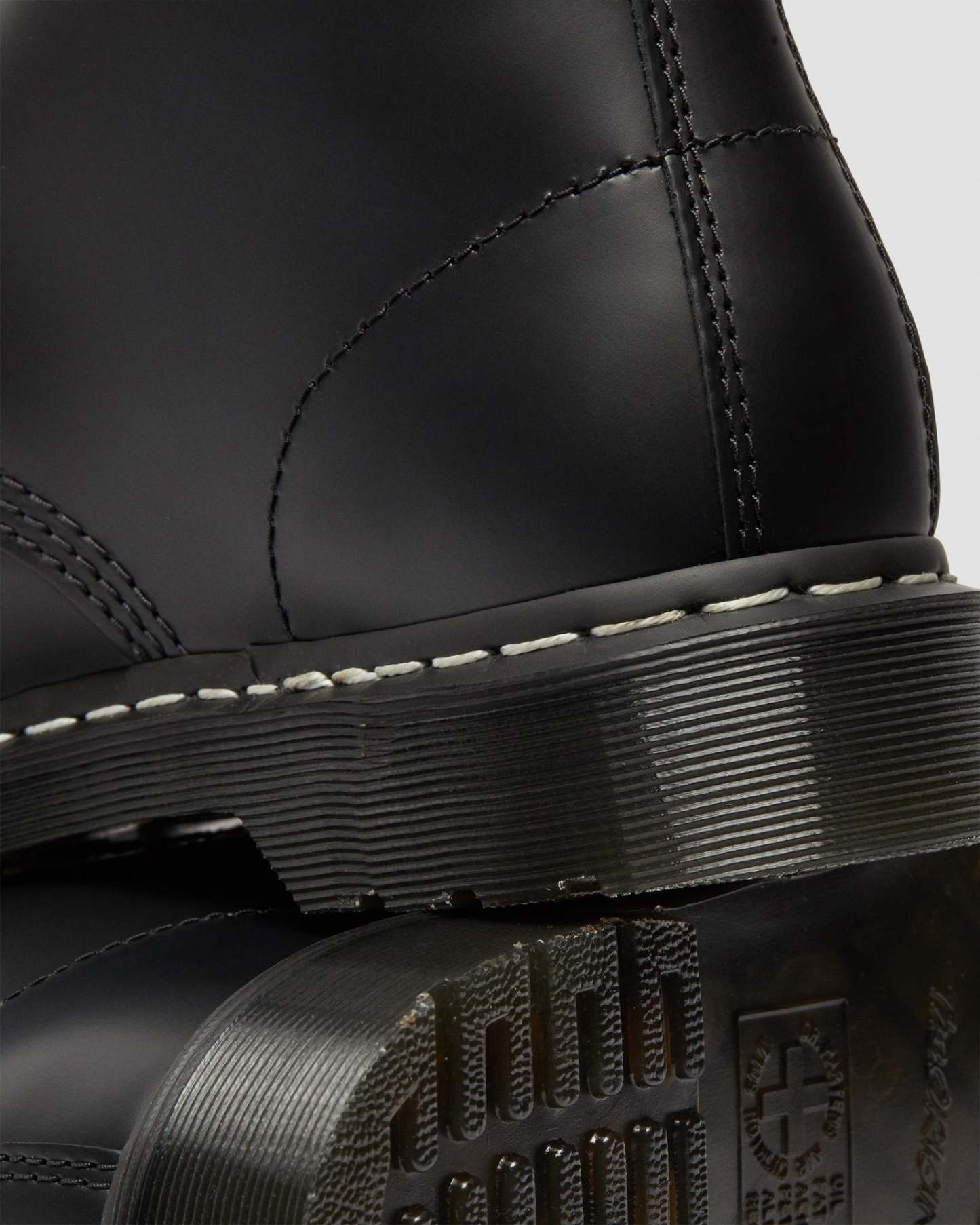 1460 White Stitch Polished Smooth Leather Ankle Boots