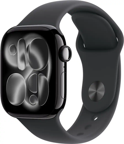 46mm - Apple Watch Series 11 (GPS) 46mm Aluminum Case with Black Sport Band - M/L