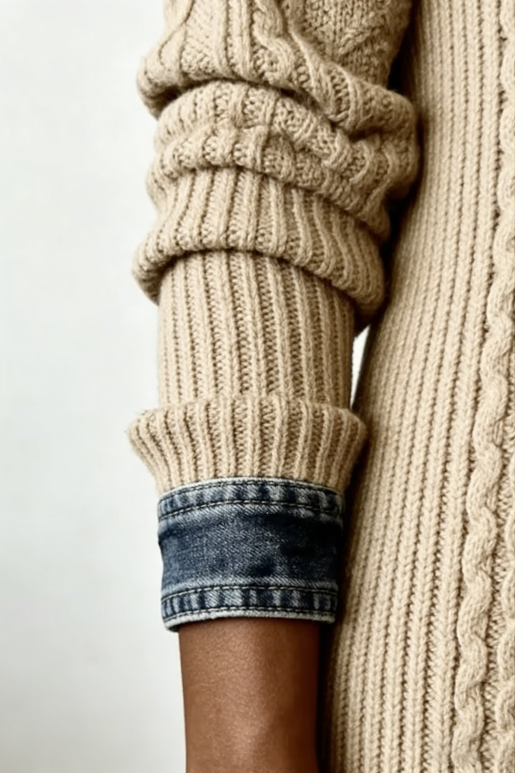 🎄Clearance Sale! 🔥Autumn/Winter Retro Cable Knit and Denim Patchwork Dress