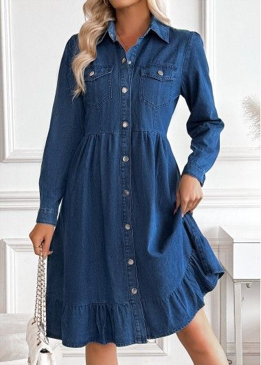 New product launch! 🔥Vintage Washed Women's Denim Shirt Dress