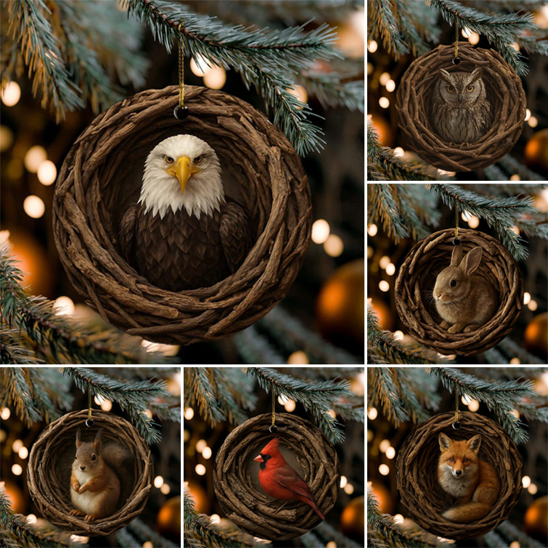 🎁❤️Wildlife Lodge Holiday Ornament, Bald Eagle Nature-Themed Christmas Tree Gift