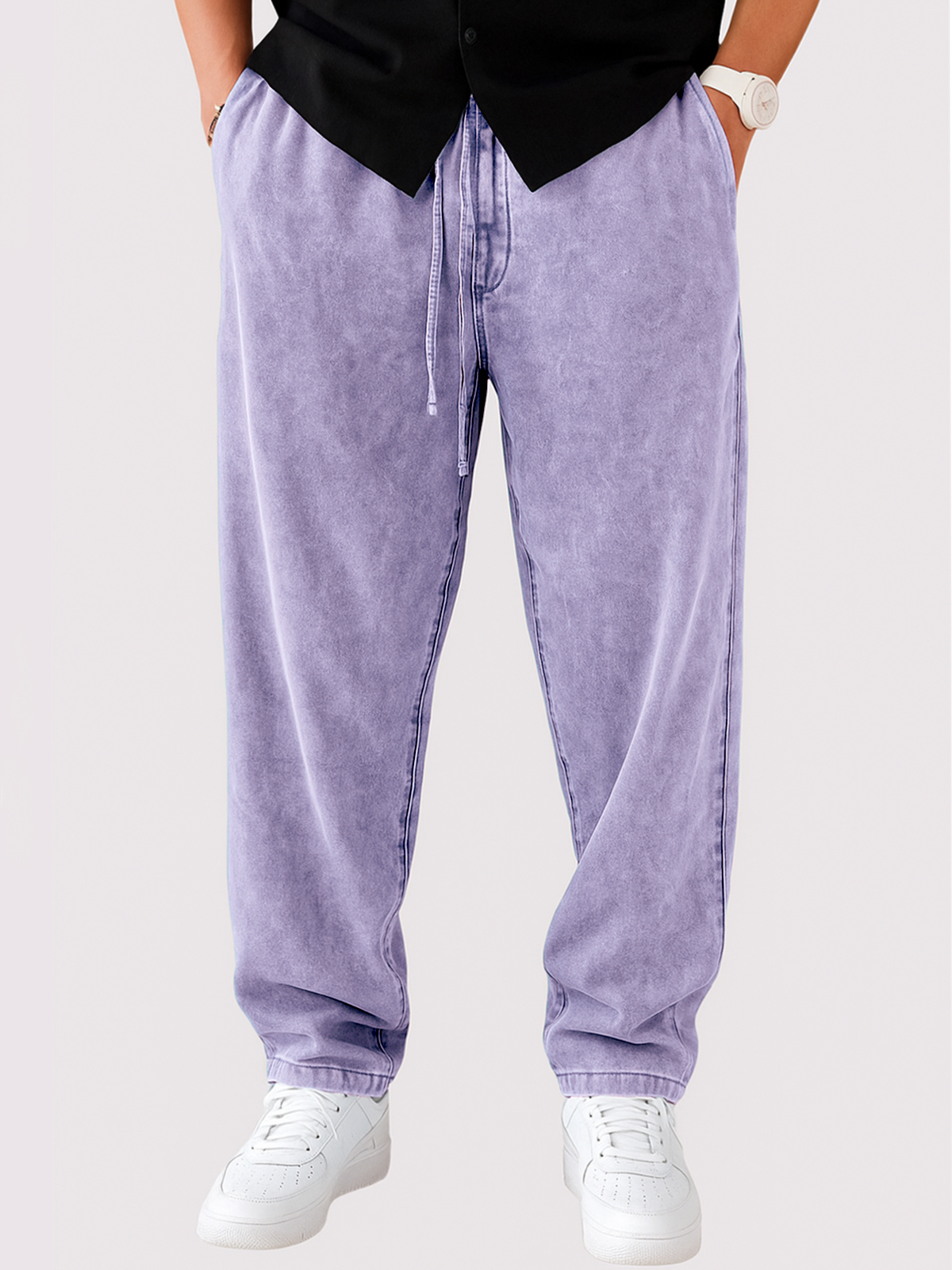 Men's Vintage Distressed Lace-up Casual Trousers