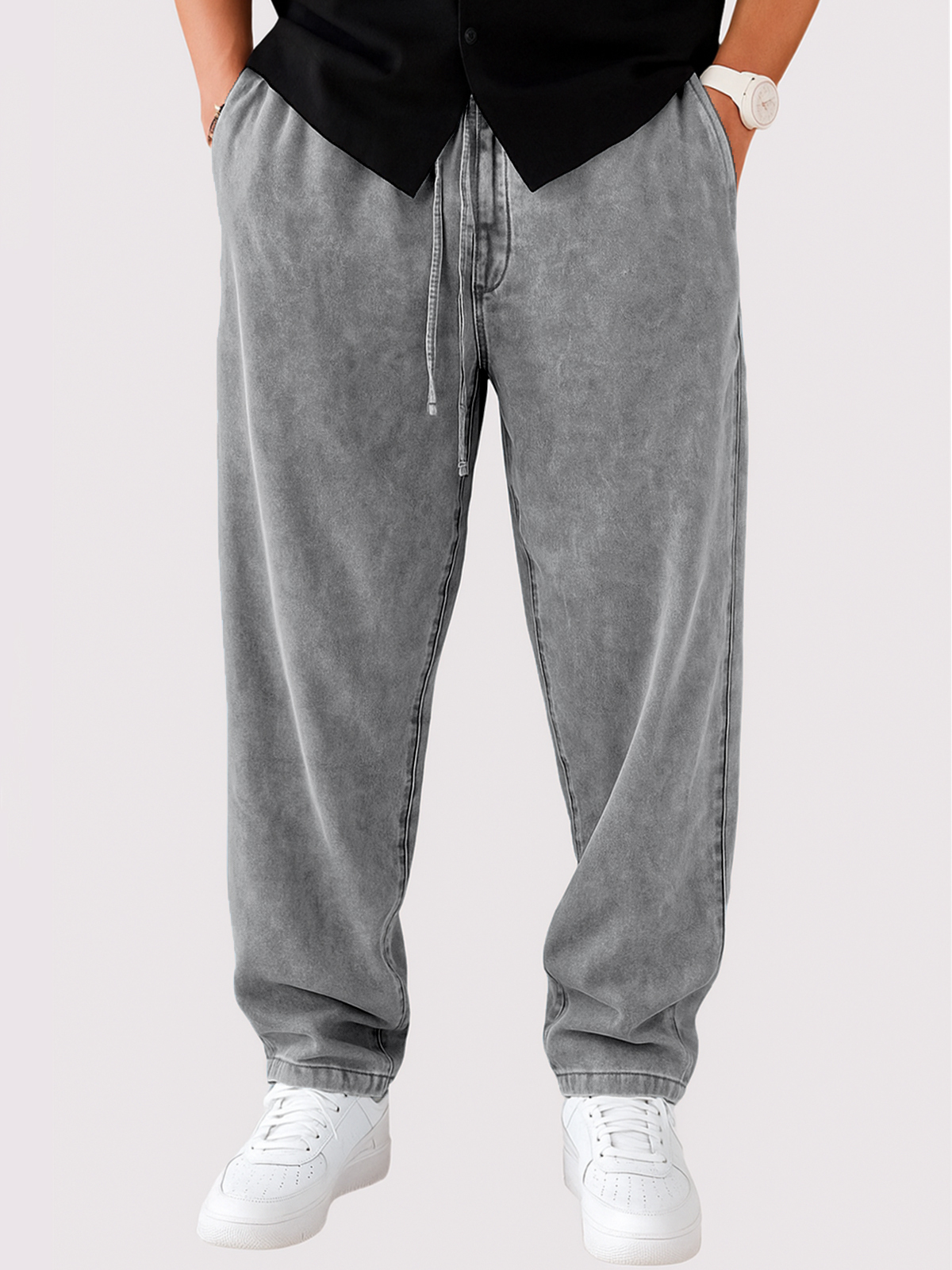 Men's Vintage Distressed Lace-up Casual Trousers