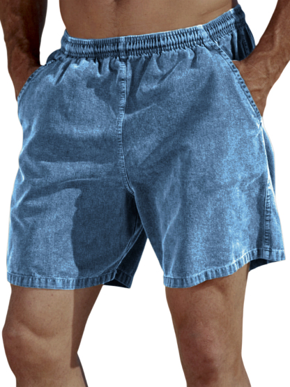 Men's Vintage Dyed Distressed Casual Beach Vacation Elastic Waist Shorts