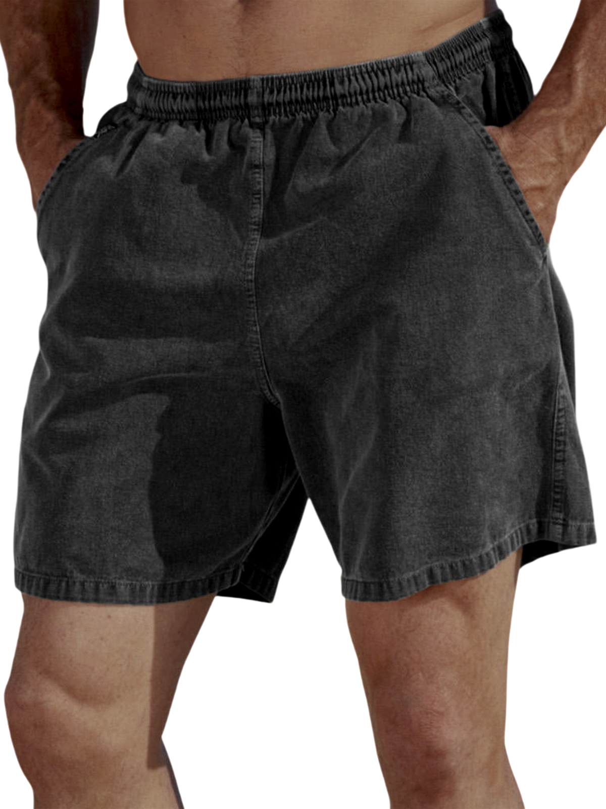 Men's Vintage Dyed Distressed Casual Beach Vacation Elastic Waist Shorts