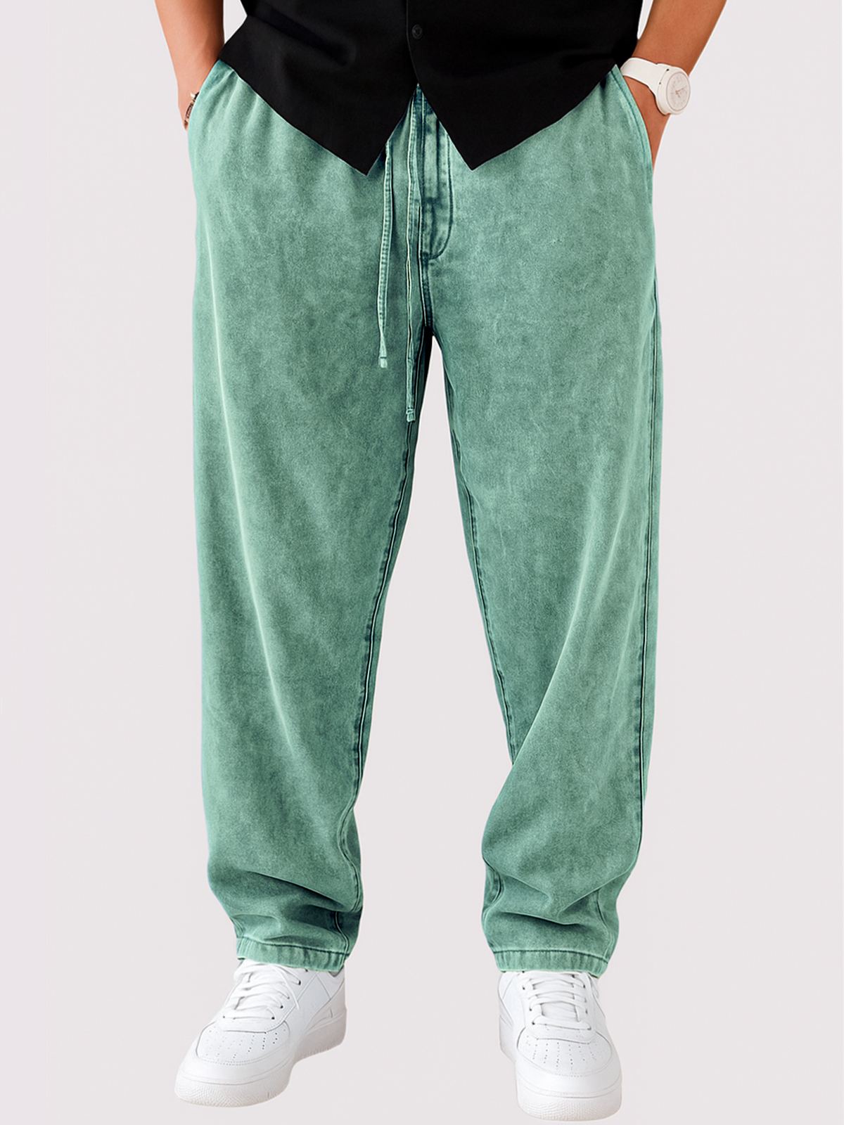 Men's Vintage Distressed Lace-up Casual Trousers