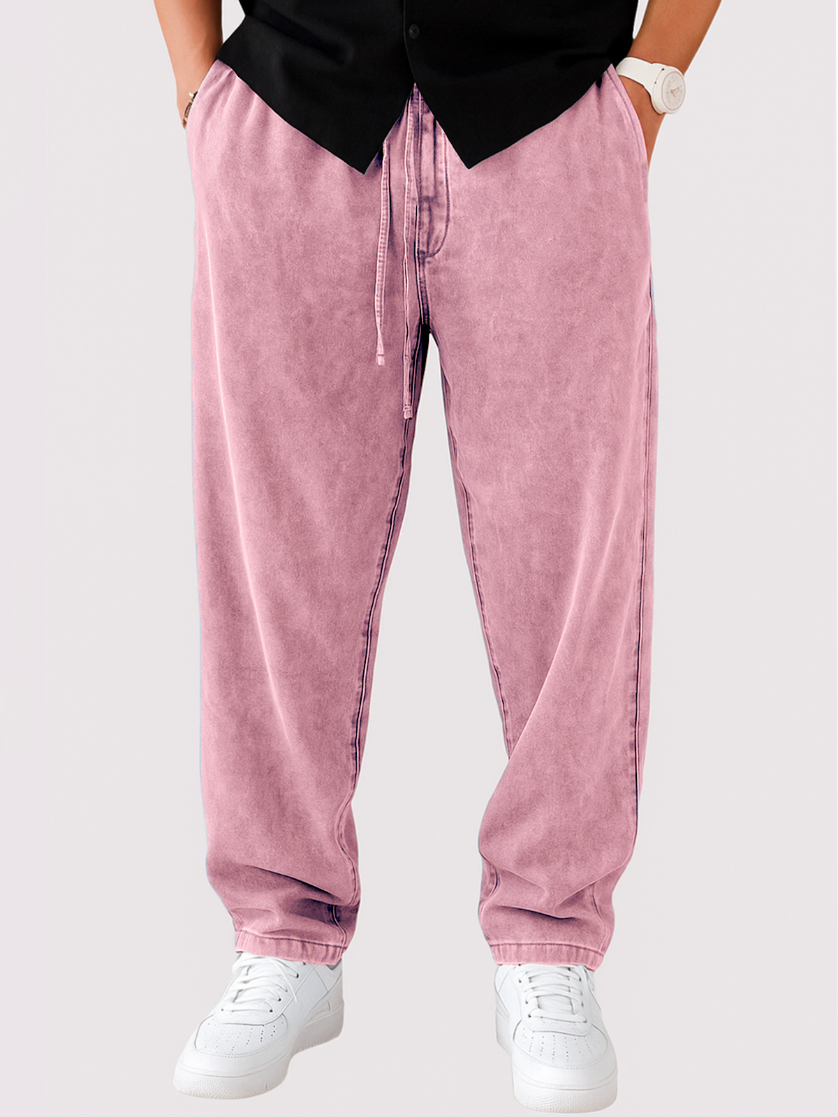 Men's Vintage Distressed Lace-up Casual Trousers