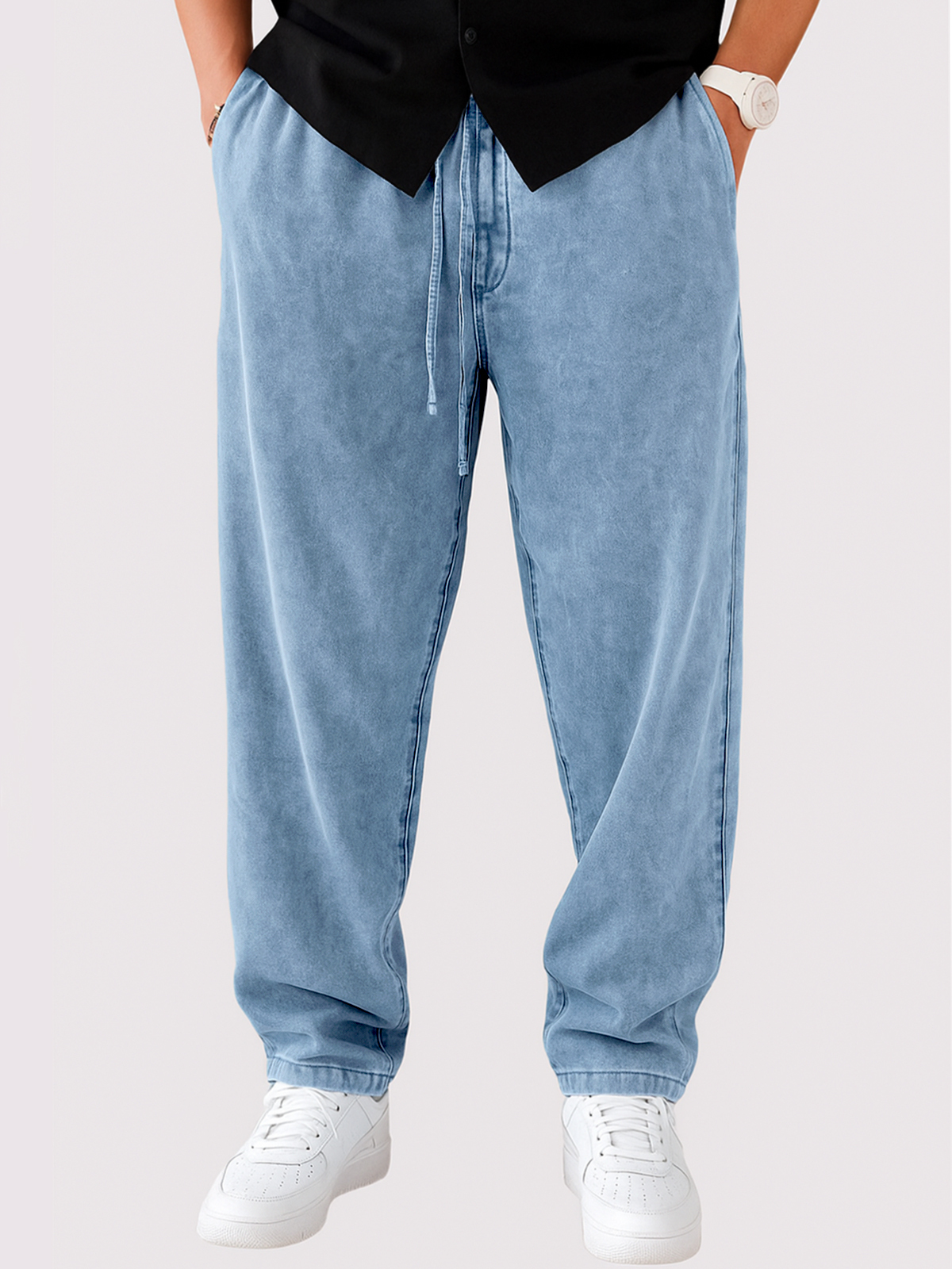 Men's Vintage Distressed Lace-up Casual Trousers