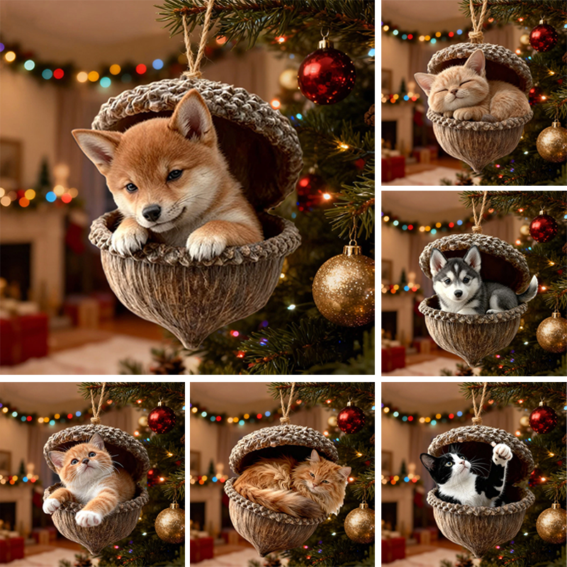🎁❤️Forest Animal Acorn Ornaments – Warm Forest Christmas Decorations