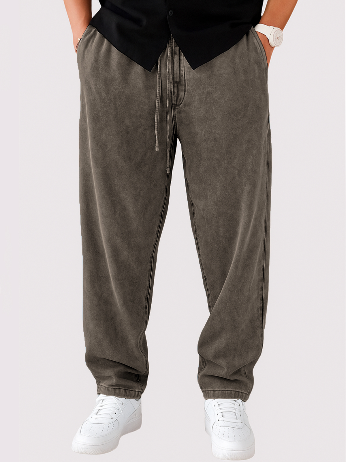 Men's Vintage Distressed Lace-up Casual Trousers