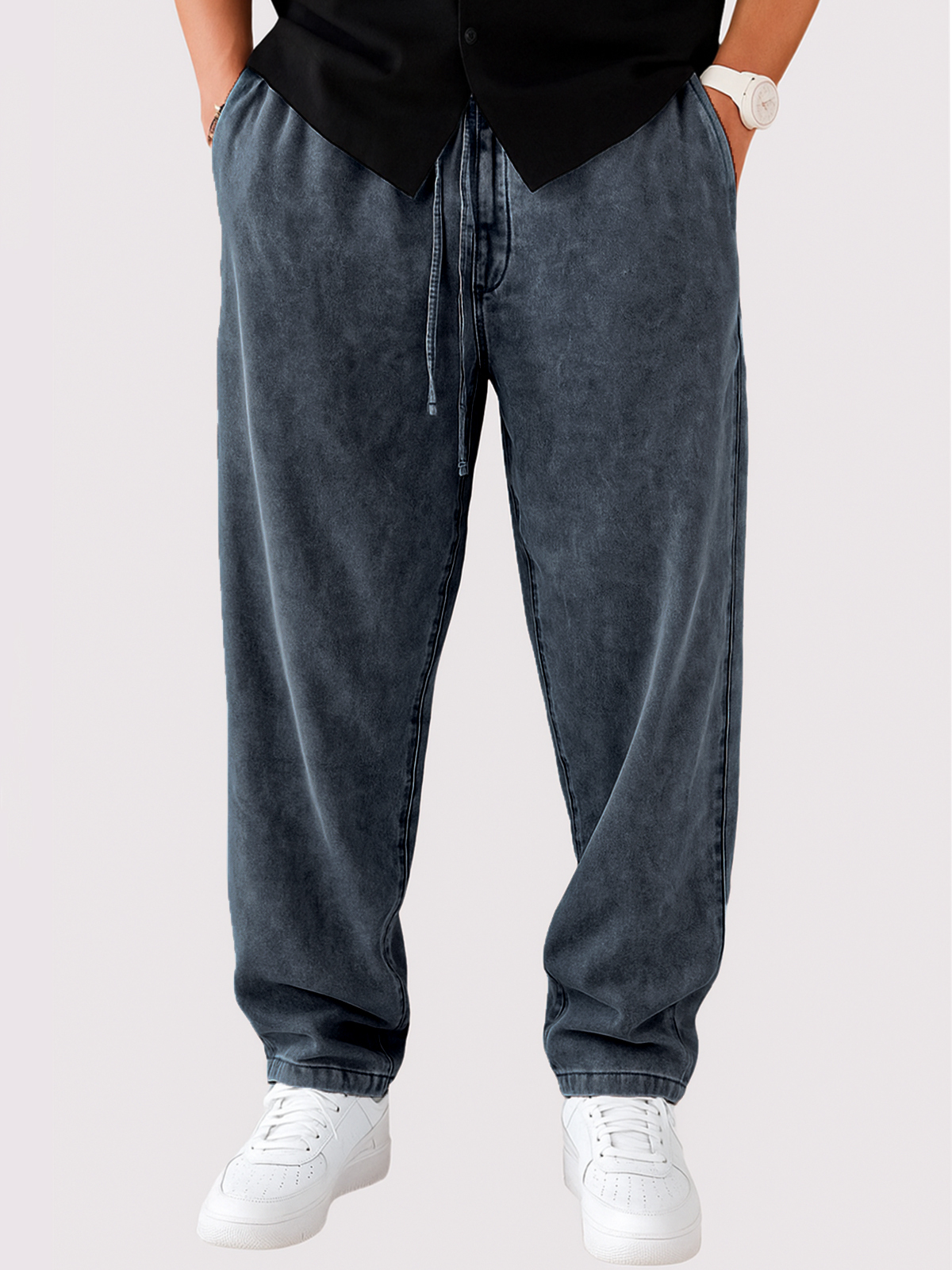 Men's Vintage Distressed Lace-up Casual Trousers