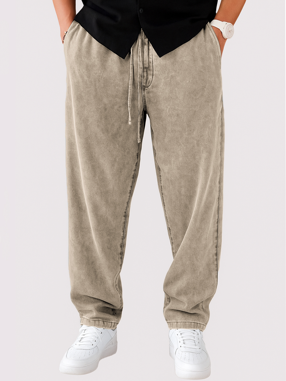 Men's Vintage Distressed Lace-up Casual Trousers