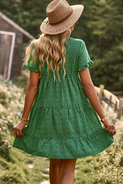 Floral Print Short Sleeve Mini Dress