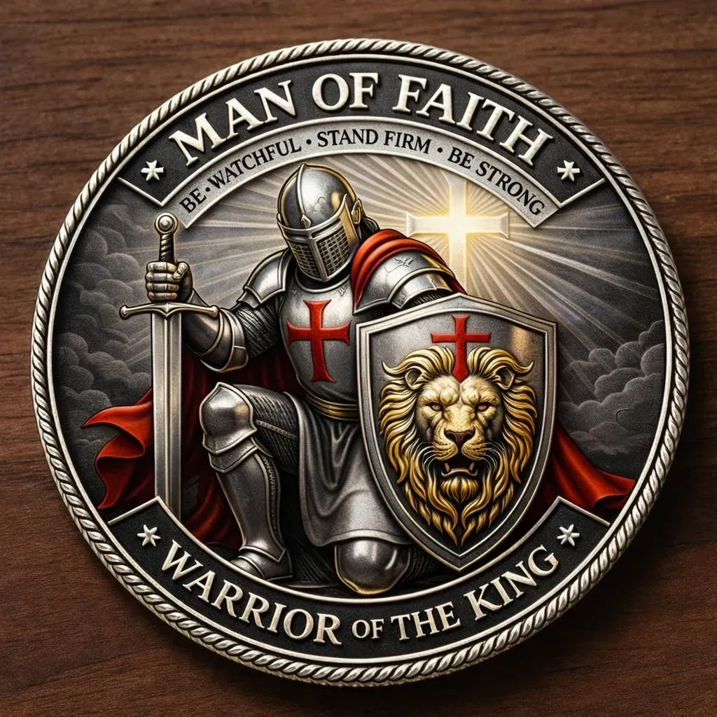 🦁Man of Faith – Warrior of the King Challenge Coin