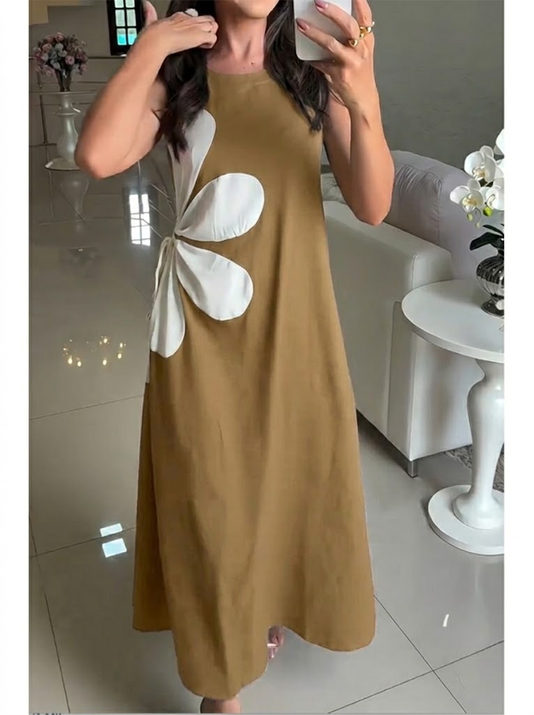 Fashionable Patchwork Sleeveless Cotton Dress