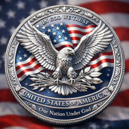 Eagle & White pigeon & Cross United States 250th Anniversary Commemorative Coin