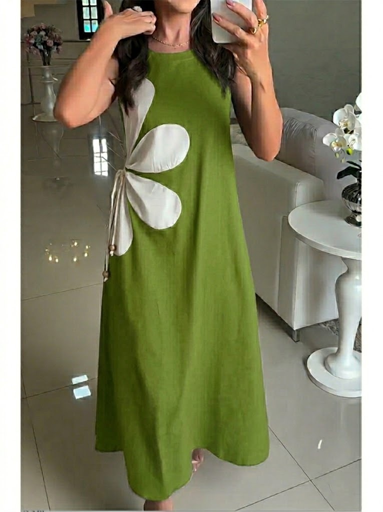 Fashionable Patchwork Sleeveless Cotton Dress