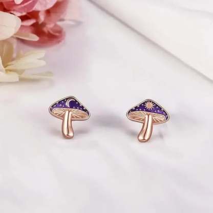 🌌🍄Starry River Mushroom Design Fashion Studs