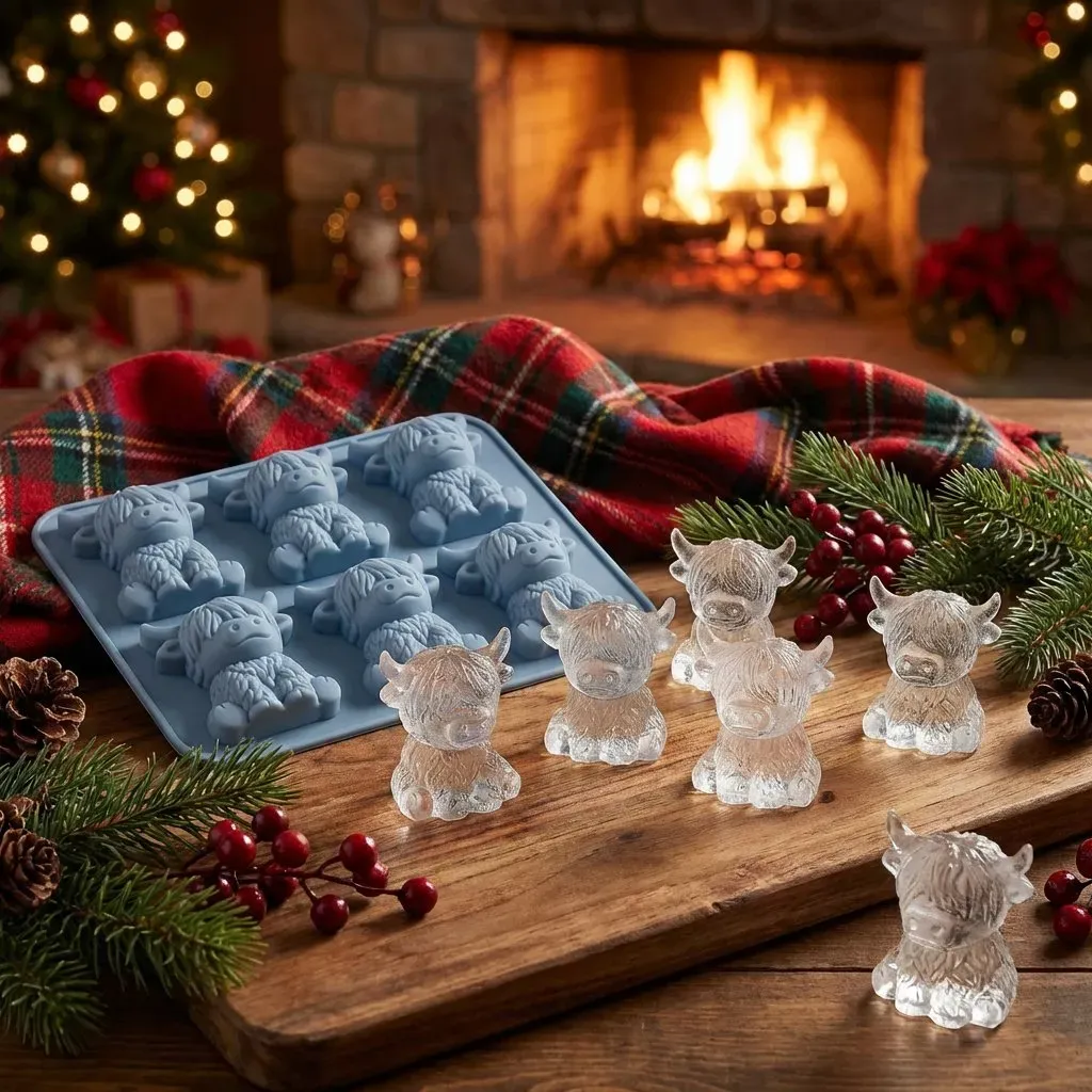🐮 Mini Highland Cow Ice Cube & Dessert Mold 🧊🍪 Cute 3D Ice for Drinks, Parties & Gifts🎁