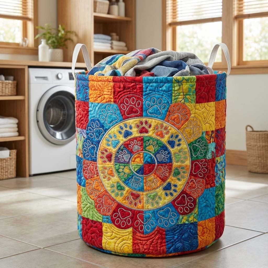 Paw Patchwork Quilted Laundry Basket GFTOQA675