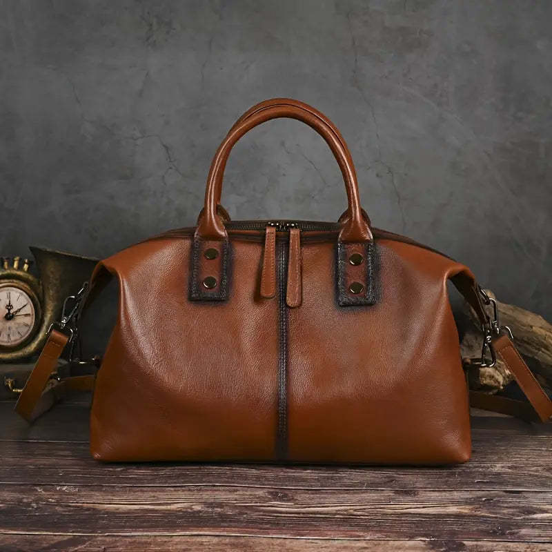 Vintage Brown Leather Handbag for Women