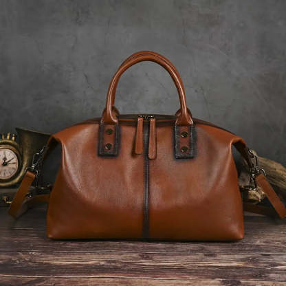 Vintage Brown Leather Handbag for Women