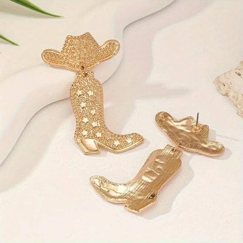 🤠 Fashion Retro Western Cowboy Boots and Hat Shaped Earrings👢