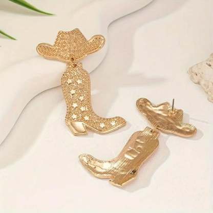🤠 Fashion Retro Western Cowboy Boots and Hat Shaped Earrings👢