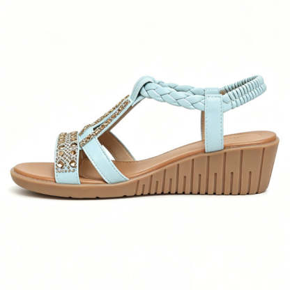 Sparkly Rhinestone Wedge Sandals with Arch Support & Easy Slip-On Fit
