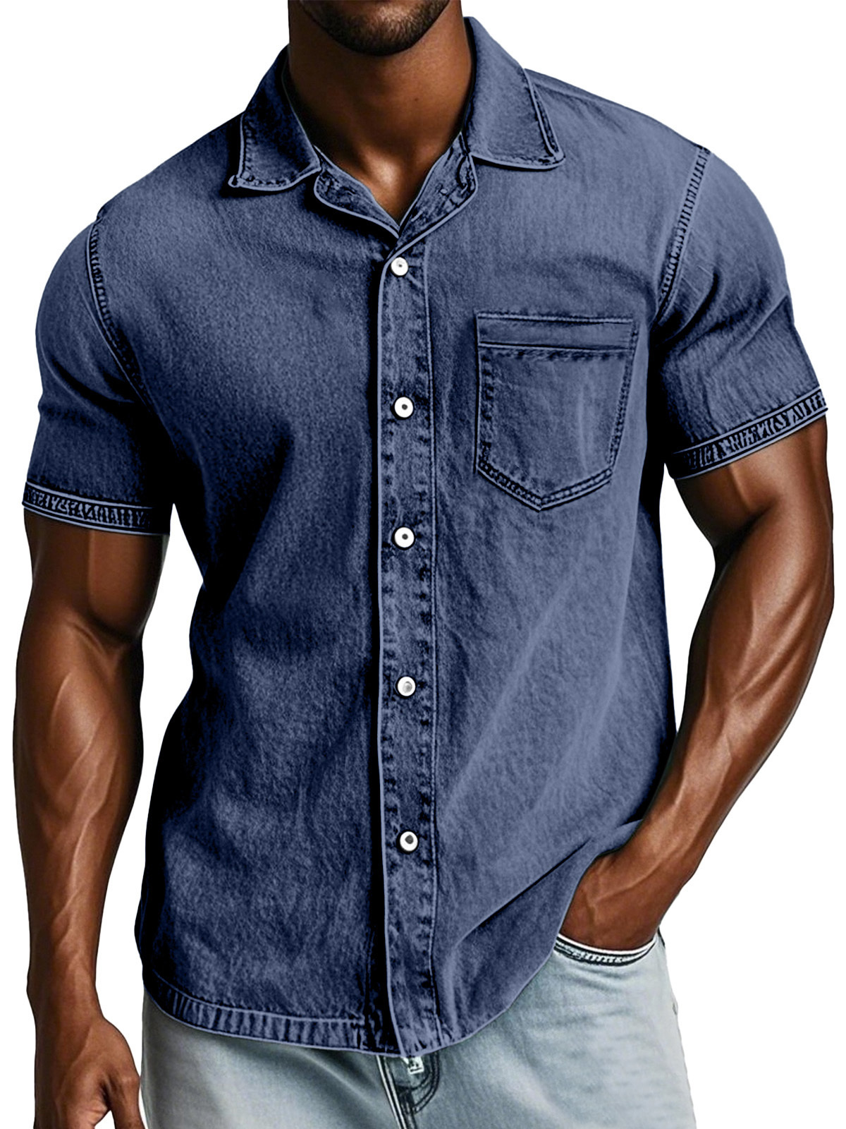 Men's Retro Solid Color Loose Lapel Short-sleeved Shirt