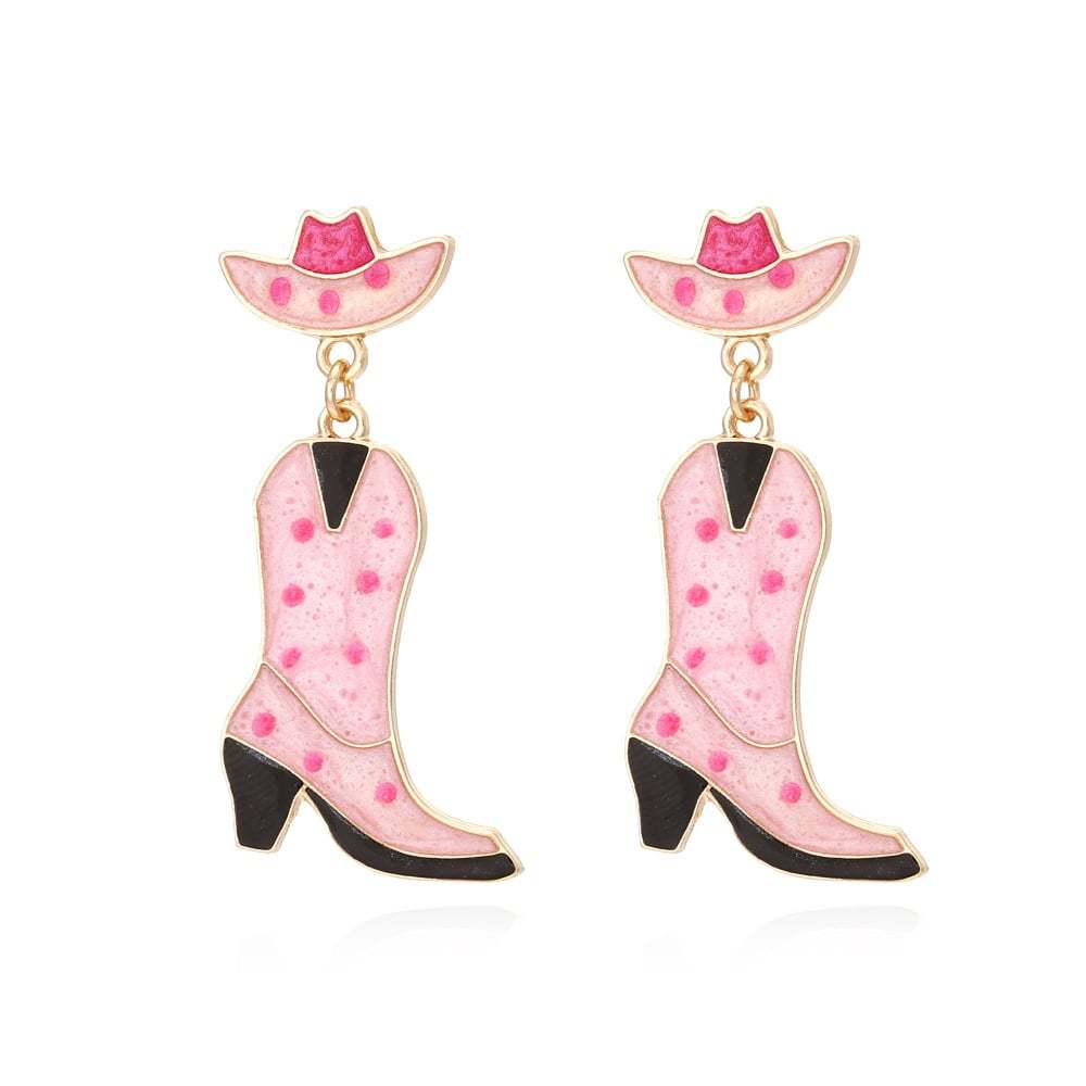 🤠 Fashion Retro Western Cowboy Boots and Hat Shaped Earrings👢