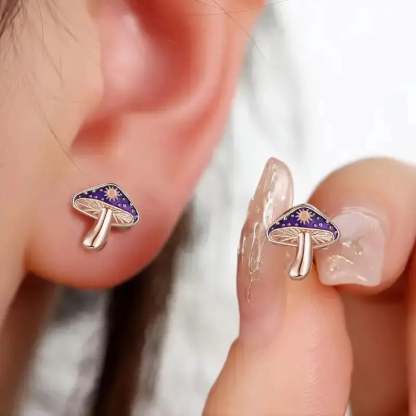 🌌🍄Starry River Mushroom Design Fashion Studs