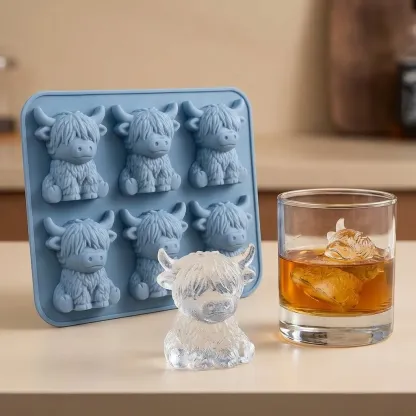 🐮 Mini Highland Cow Ice Cube & Dessert Mold 🧊🍪 Cute 3D Ice for Drinks, Parties & Gifts🎁