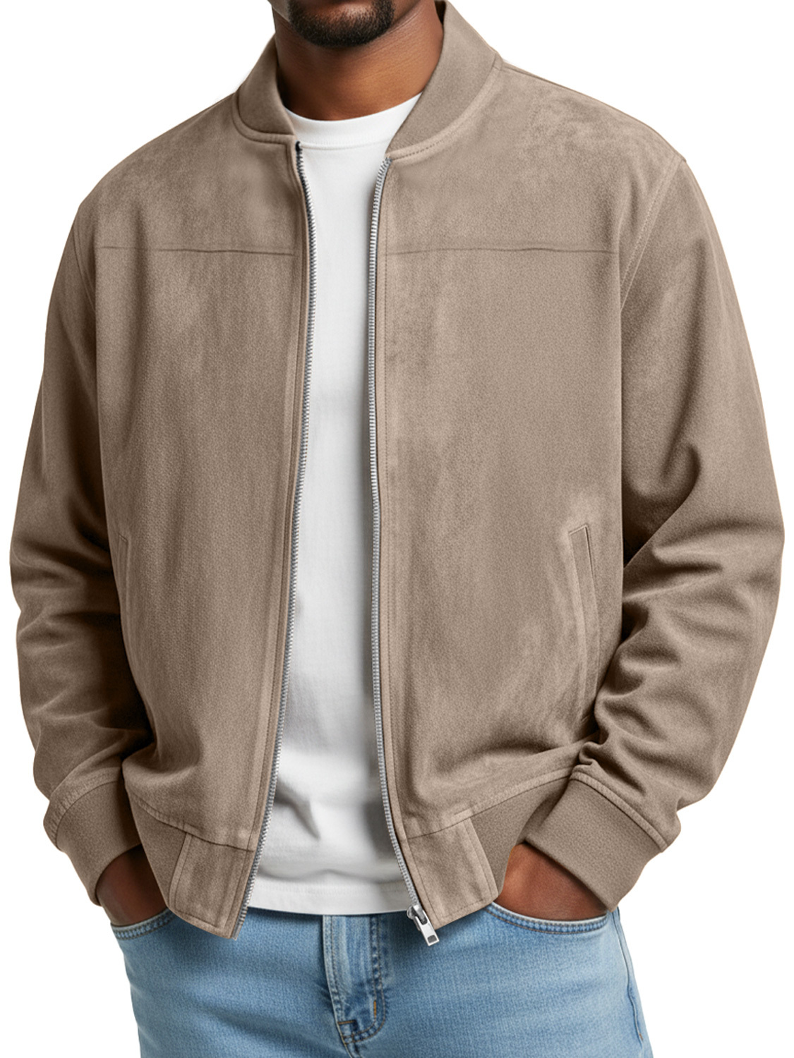 Men's Simple Suede Casual Zipper Jacket